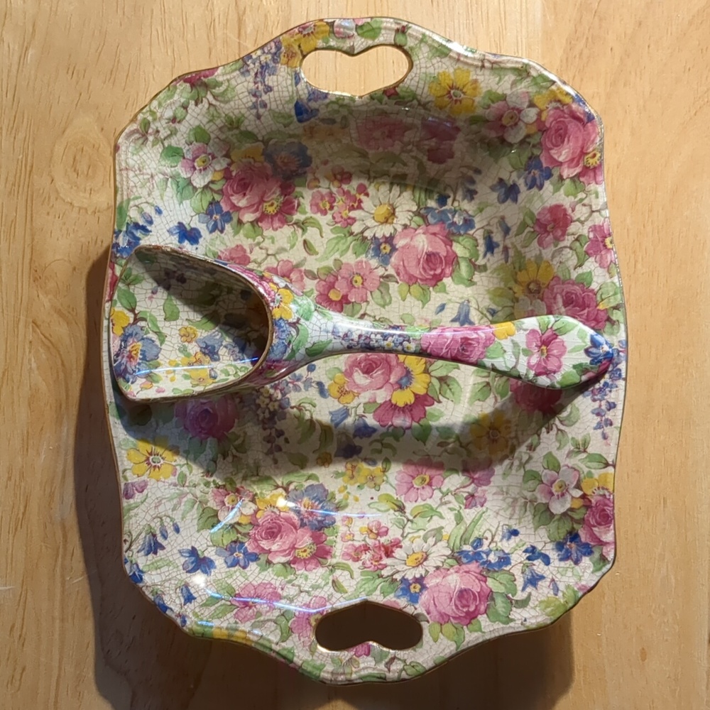 Vintage Royal Winton Summer Nut Dish and Scoop